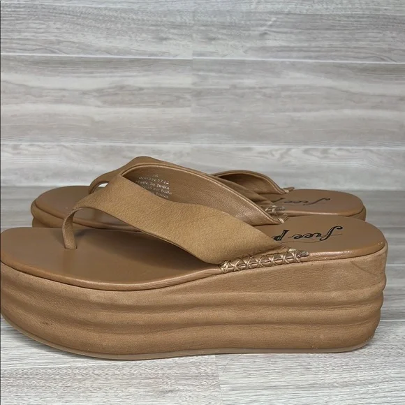 Free People Haven Thong Platform Camel Brown Tan Sandals Size 5.5 - Picture 5 of 12